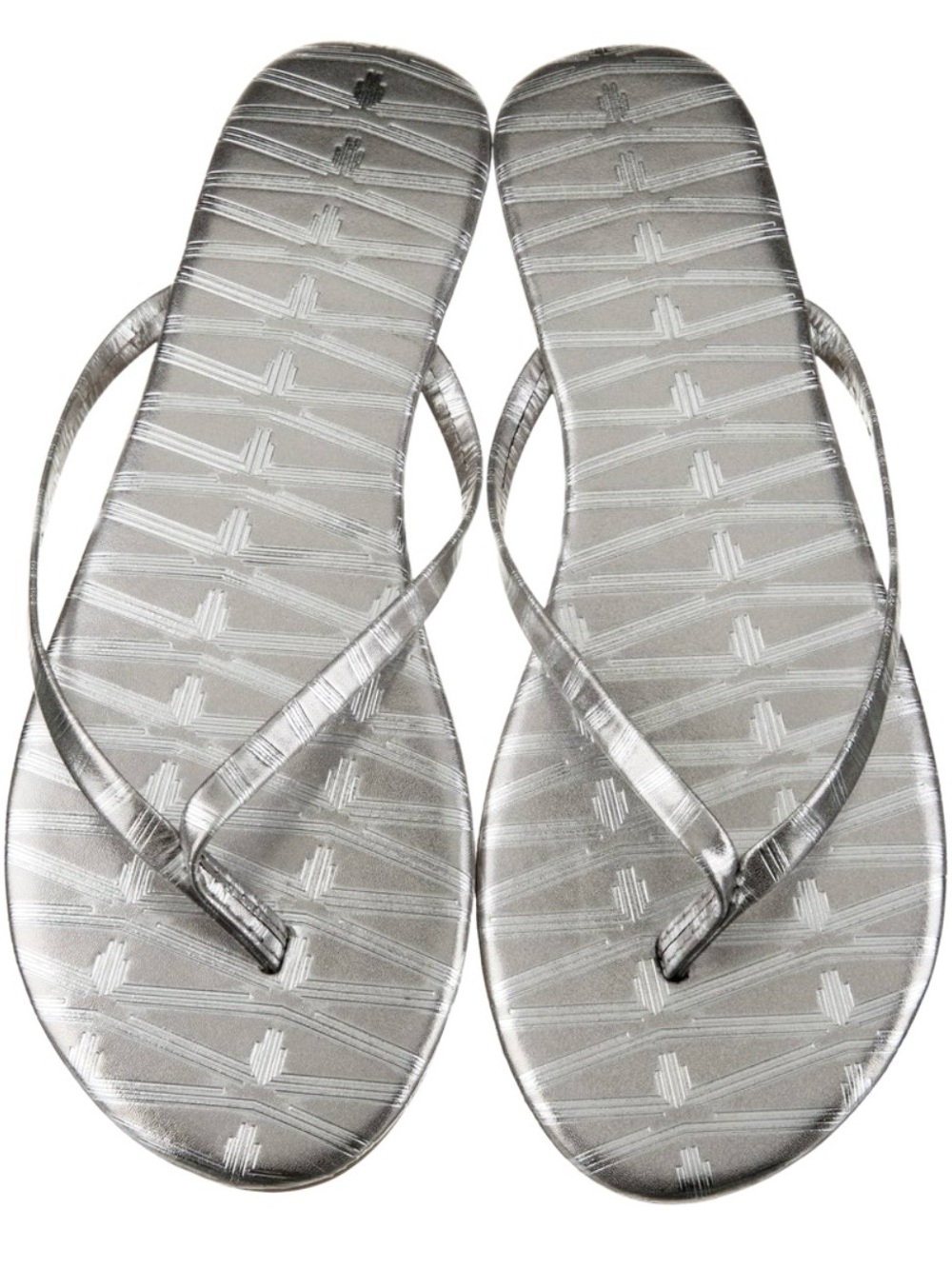 Marie France Van Damme Leather Metallic Flip Flops